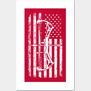 Bow Hunting Archery American Flag Patriotic Bow Hunters Posters and Art